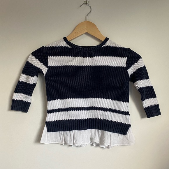 Witchery Kids Girls Cotton Long Sleeve Stripes Ruffle Knit Sweater Jumper Sz 4Y - Picture 2 of 8